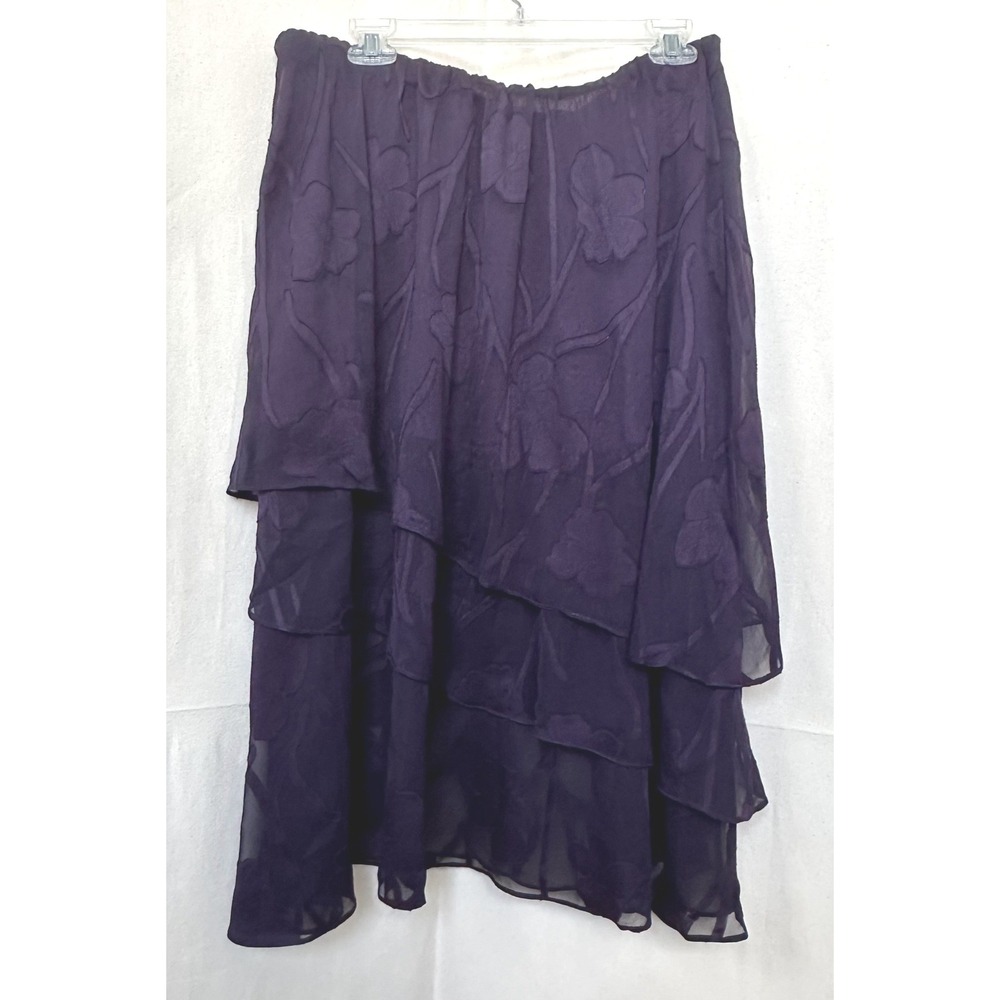 MSGLAMOR Dark Fairycore Whimsigoth Floral Tiered Midi Skirt XL Jewel Purple NWT